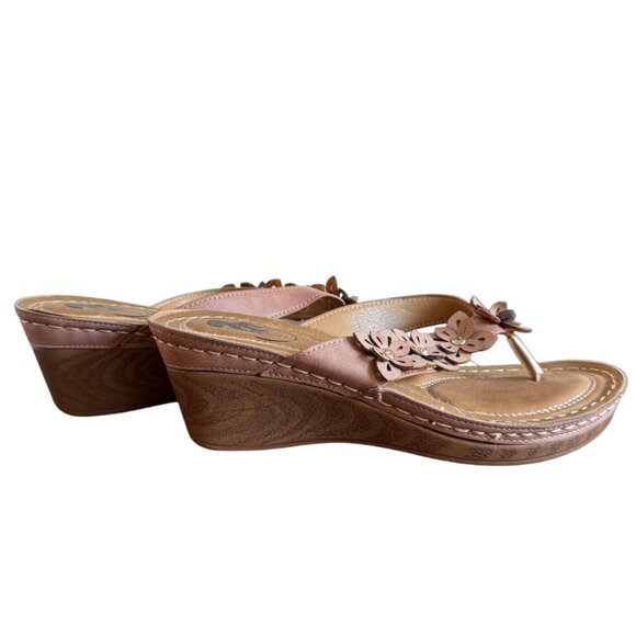 G C Shoes Womens 8 M Rachel Wedge Thong Sandal Comfort Mauve Pink - Picture 2 of 14